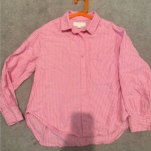 Zara kids Pink & White Striped Button-Up Shirt